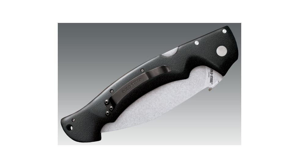 Cold Steel Rajah II Folding Knife, 6in Plain Carpenter AUS 10A w/Stonewash Finish, Black Griv-Ex Handle, CS-62JL