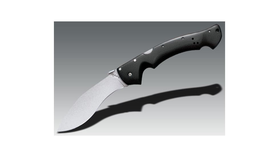 Cold Steel Rajah II Folding Knife, 6in Plain Carpenter AUS 10A w/Stonewash Finish, Black Griv-Ex Handle, CS-62JL