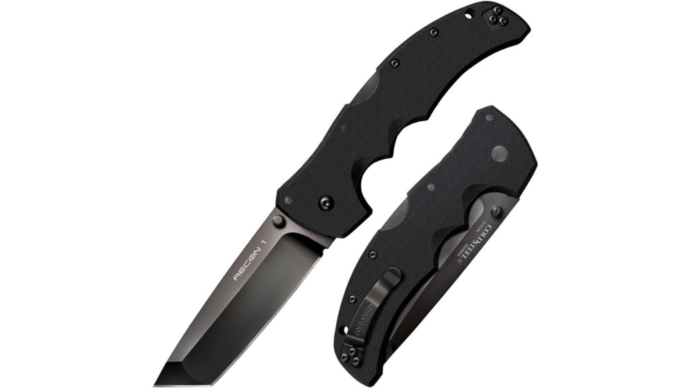 Cold Steel Recon 1 Folding Knife, 4in, Tanto Point, S35VN Steel Blade, Black Long G10 Handle, CS-27BT