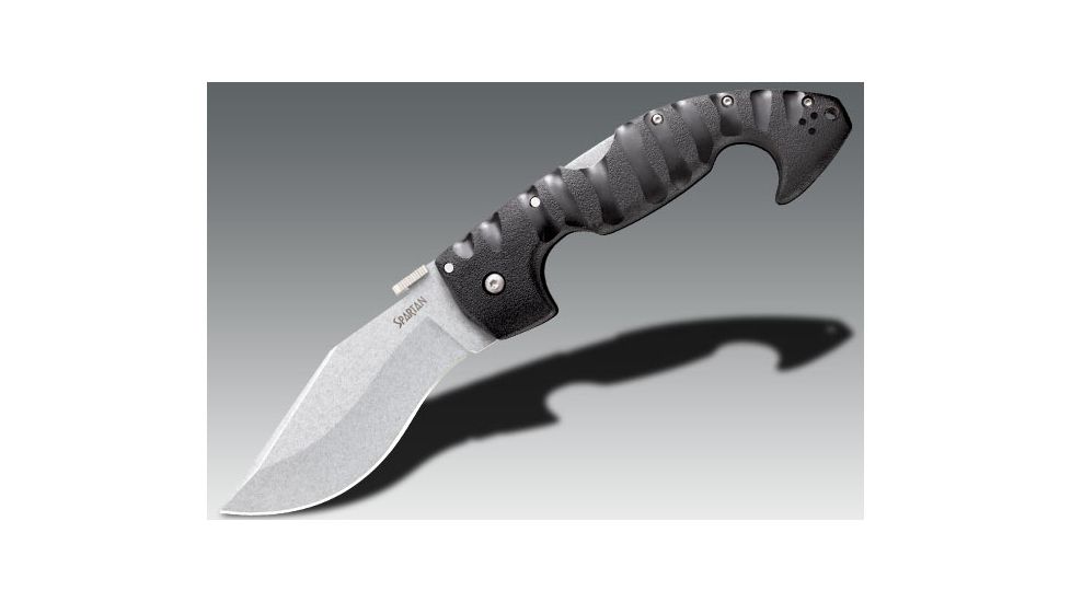 Cold Steel Spartan Folding Knife, 4.5in Hollow Plain Carpenter AUS 10A, Black Griv-Ex Handle, CS-21ST