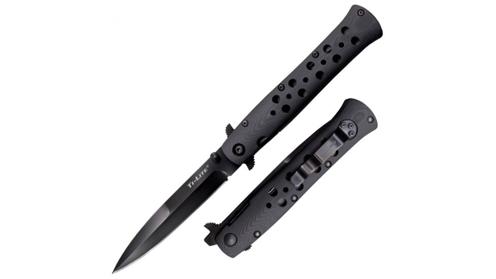 Cold Steel Ti-Lite, G-10 Handle, 4in Blade Length, S35VN w/ DLC Coating Steel Knife, CS-26C4