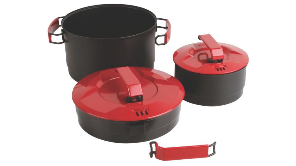 Coleman Rugged 6-Piece Family Cookware Set, Black / Red 2000025202
