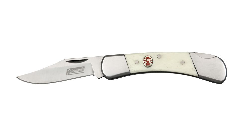 Coleman Snowcreek Lockback I Folding Knife, 2.5in, Stainless Clip Blade, White Smooth Bone Handle CMN1055