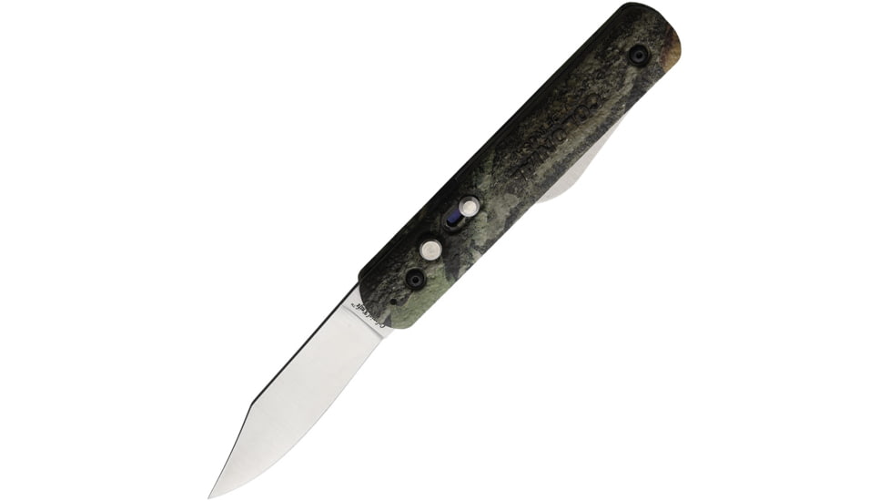 Colonial Auto Button Lock Automatic Folding Knives w/ Sheepsfoot , 3in, Mossy Oak Camo Handle, 725