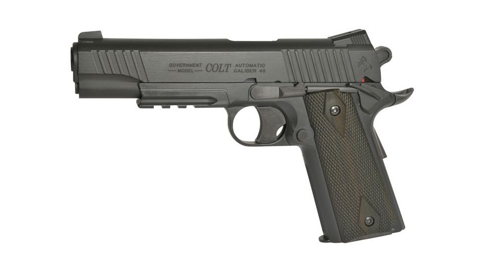 Colt 1911 Rail Gun CO2 Fixed Metal Slide, Black, Medium 180314