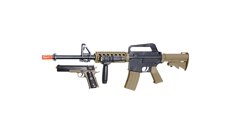 A11 RIS Spring Rifle w/Colt 1911 Spring Pistol, Black/Tan