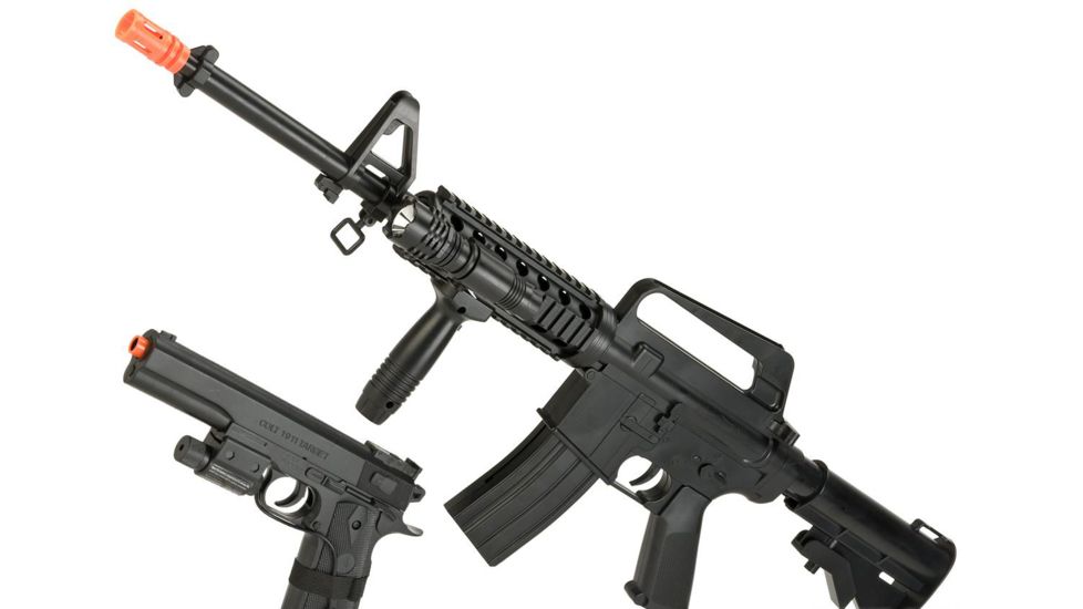 Colt Licensed M4 A1 RIS Spring Powered and 1911 Spring Pistol On Duty Kit, Black, Large, 180785