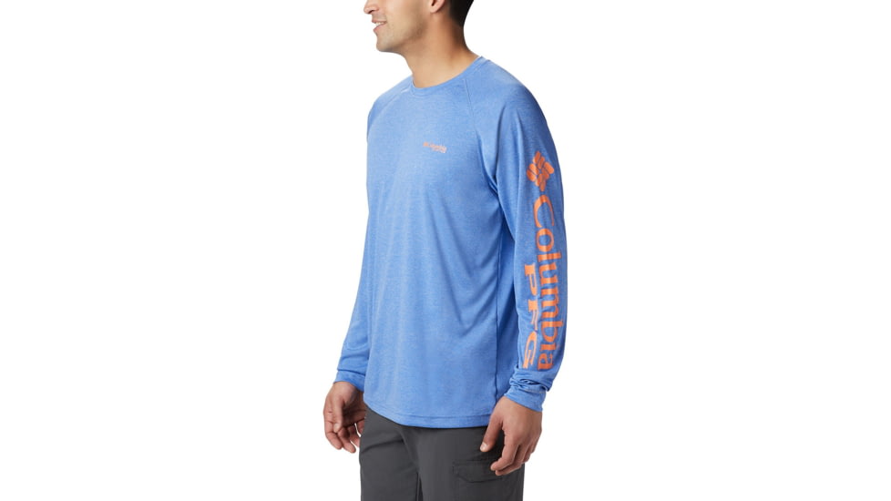 Columbia Terminal Tackle Heather Long Sleeve Shirt - Mens, Vivid Blue Hthr, Jupiter Logo, 2XL, 170942-487-XXL