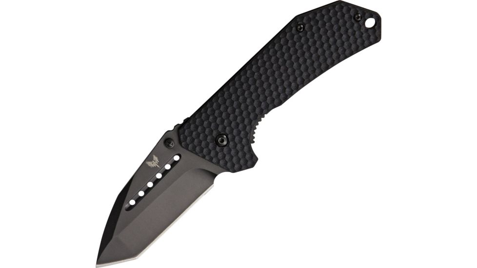 Combat Ready Tanto Folding Knife, 3.125in, Black Titanium Tanto, Black Grooved Texturized G-10 Handle CBR101