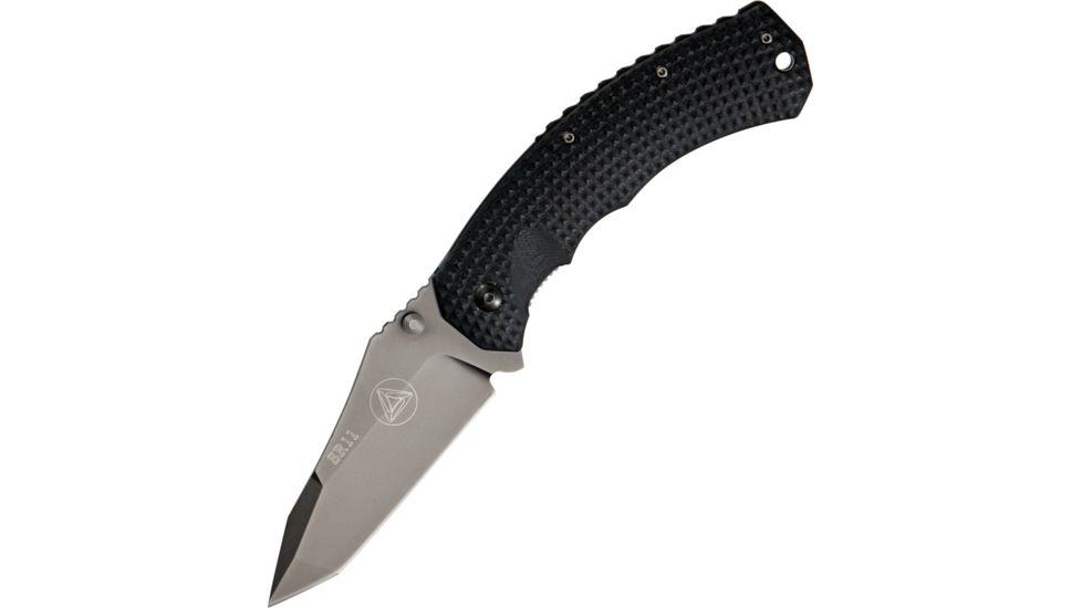 Combative Edge SR-11 Folding Knife, 3.375in, Cobalt Steel Modified Tanto, Black Texturized G10 Handle CBE00402