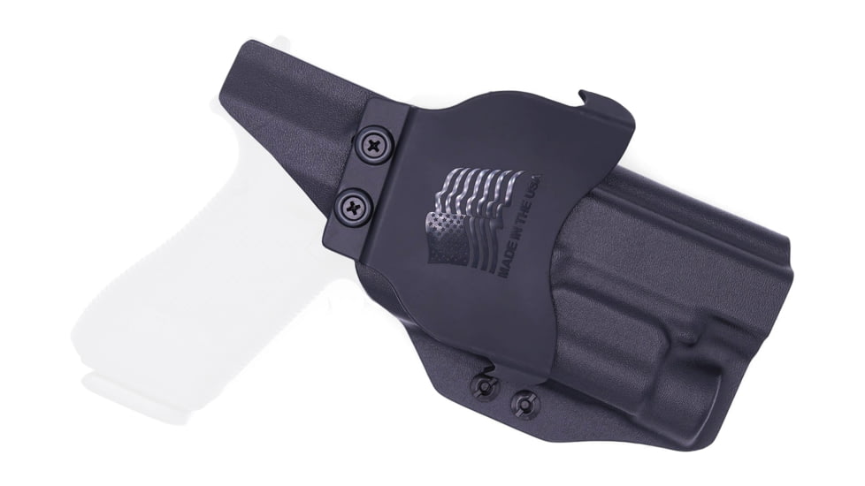 Rounded OWB KYDEX Paddle Holster, Glock 17 19 19X 22 23 31 32 34 35 45 Gen 1-5 w/ TLR-1, LH, Black, GLK-1917TLR1-BK-LH-OWBPDL