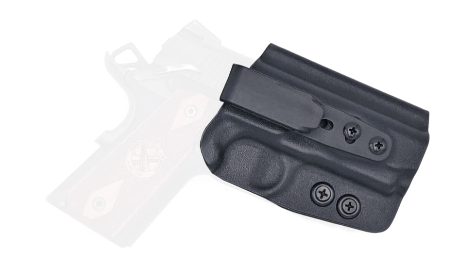 Rounded Tuckable IWB KYDEX Holster, 1911 3.5in Officer Model, Non-Rail, Non-Sig, Ambidextrous, Black, CEX-191135NR-BK-TUCK