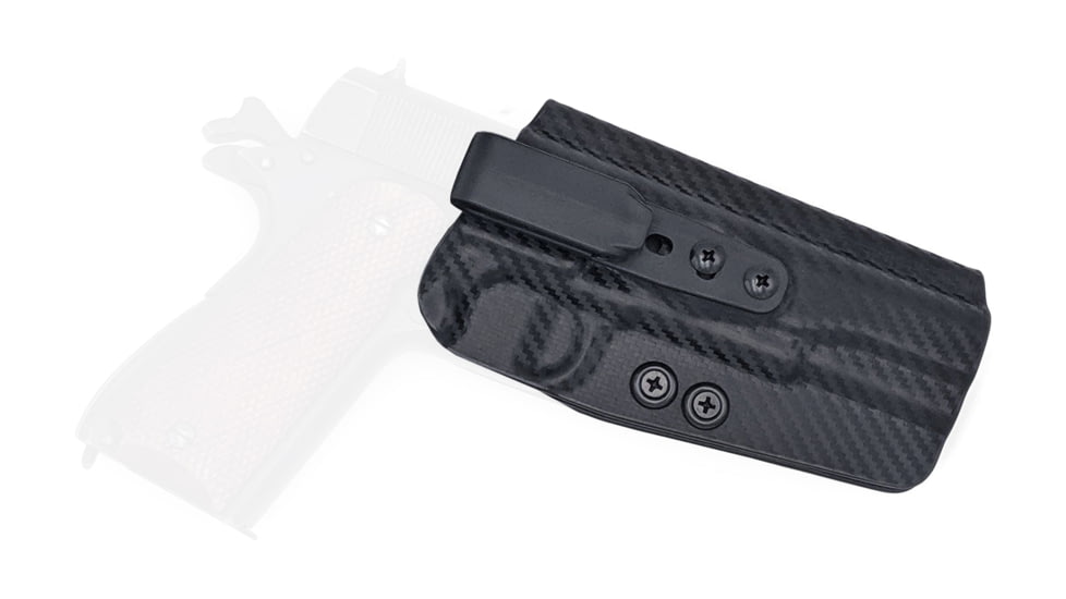 Rounded Tuckable IWB KYDEX Holster, 1911 5in Government Model, Non-Rail, Non-Sig, Ambidextrous, Carbon Fiber Black, CEX-19115NR-CF-TUCK