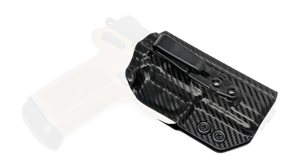 Rounded Tuckable IWB KYDEX Holster, FN Herstal FNX 45, Ambidextrous, Carbon Fiber, FNS-FNX45-CF-TUCK