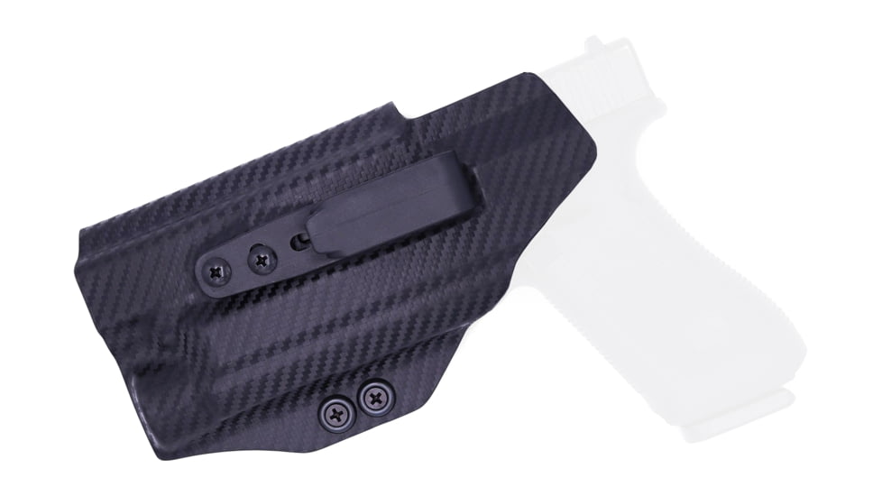 Rounded Tuckable IWB KYDEX Holster, Glock 17 19 19X 22 23 31 32 34 35 45 Gen 1-5 with TLR-1, Left Hand, Carbon Fiber Black, GLK-1917TLR1-CF-LH-TUCK