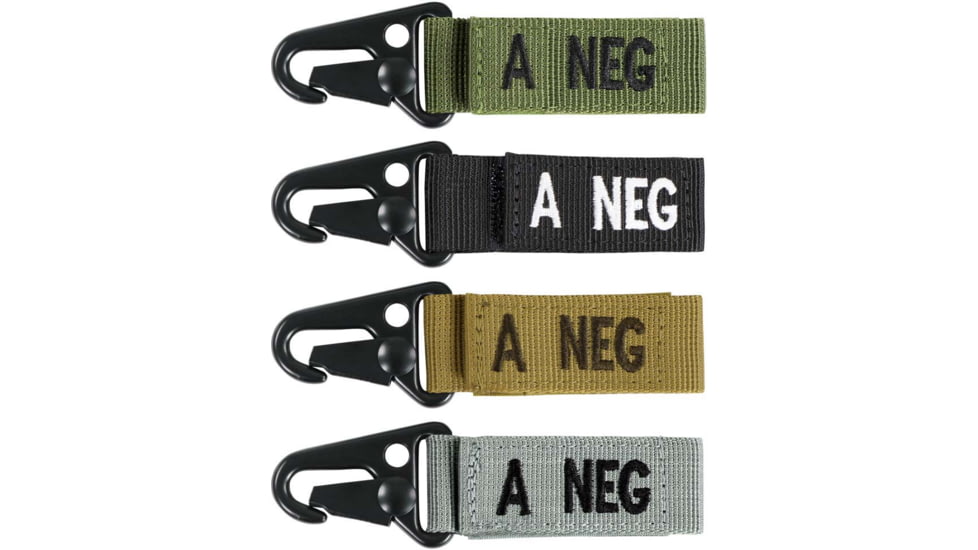 Condor Outdoor Blood Type Key Chain 4 Pcs/Pack, Aneg, Black, 239A-002