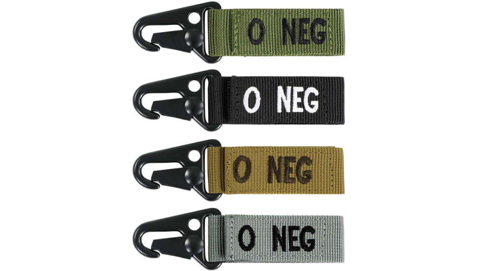 Condor Outdoor Blood Type Key Chain 4 Pcs/Pack, Oneg, Olive Drab, 239O-001