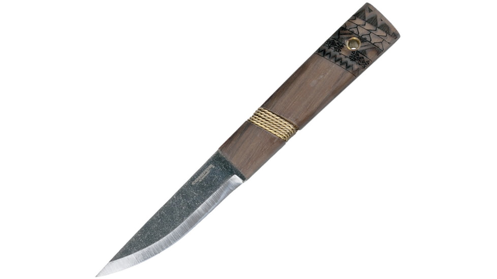 Condor Tool and Knife Indigenous Puukko Knife, 8.5in Overall, 3.75in Condor Classic Finish 1095Hc Steel Blade, Walnut Handle, Brown Leather Sheath, CTK2811-3.9HC