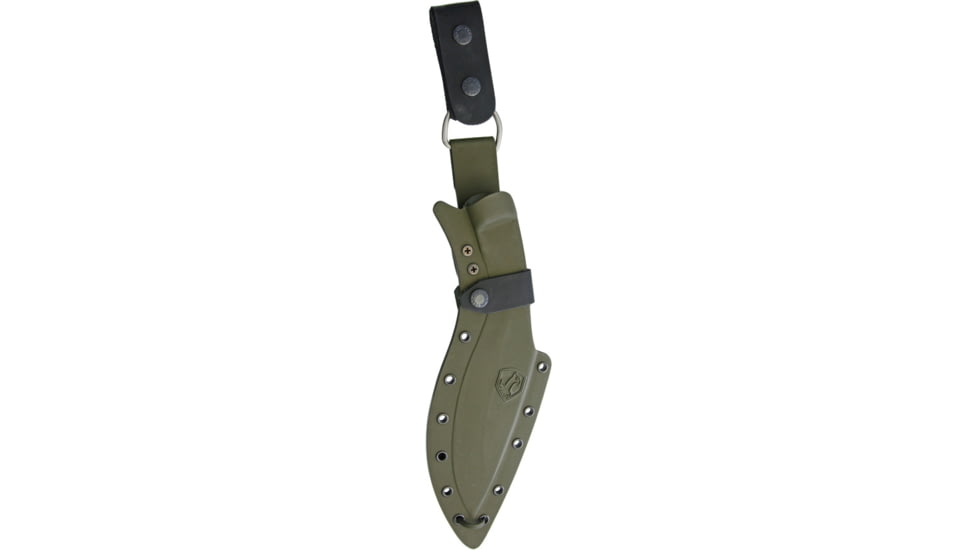 Condor Tool and Knife K-Tact Kukri Knife Army Green Knife, 15in Overall, 9.5in Satin 1075Hc Steel Blade, Green Canvas Micarta Handle, SS Pommel, OD Green Kydex Sheath, CTK1812-10