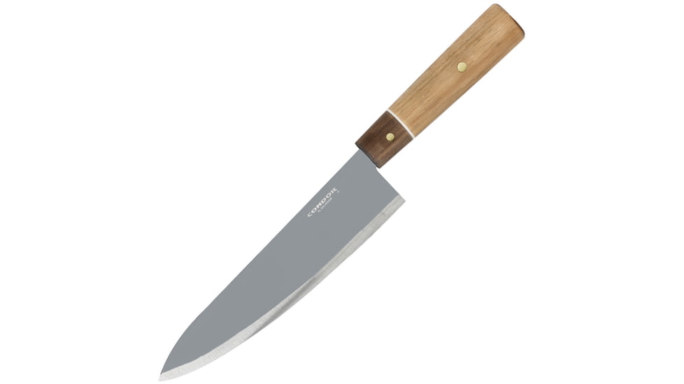 Condor Tool and Knife Kondoru Gyuto Knife Kitchen Knives, 12.63in Overall, 7.5in Blasted Satin 1095Hc Steel Blade, Hickory And Walnut, CTK5002-7.8