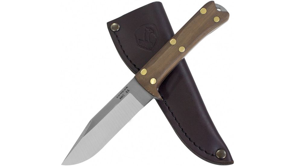Condor Tool and Knife Lifeland Hunter Knife Fixed Blade Knife, 4in, 440C Steel, Drop Point, Satin, Walnut Handle, CTK103-4.5-4C