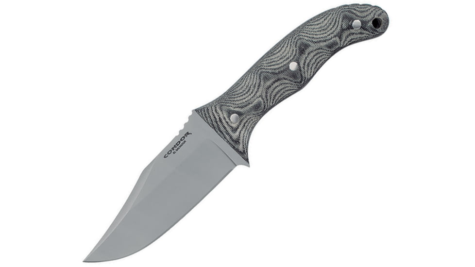 Condor Little Bowie Knife, 4.63 blasted satin finish 1075HC steel clip point, Black and gray micarta handle, CTK1821-4.5HC