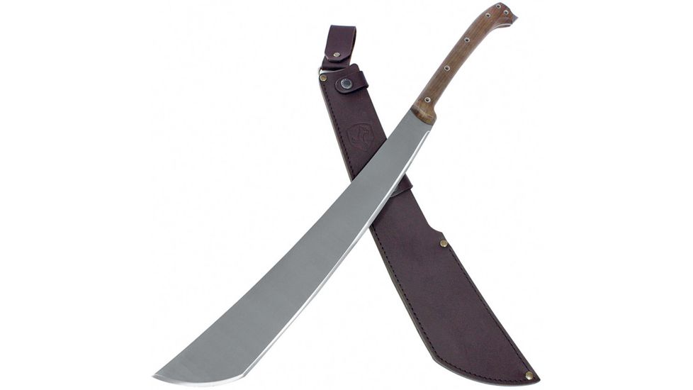 Condor Tool and Knife Makara Machete Fixed Blade Knife, 18in, 1075HC Steel, Satin, Brown, Walnut Handle, CTK2808-18.75