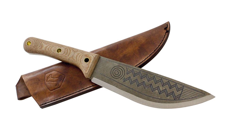 Condor Tool and Knife Primitive Nomad Knife Fixed Blade Knife, 8.5in, 1075HC Steel, Drop Point, Satin, Natural, Canvas Micarta Handle, CTK3906-8.4