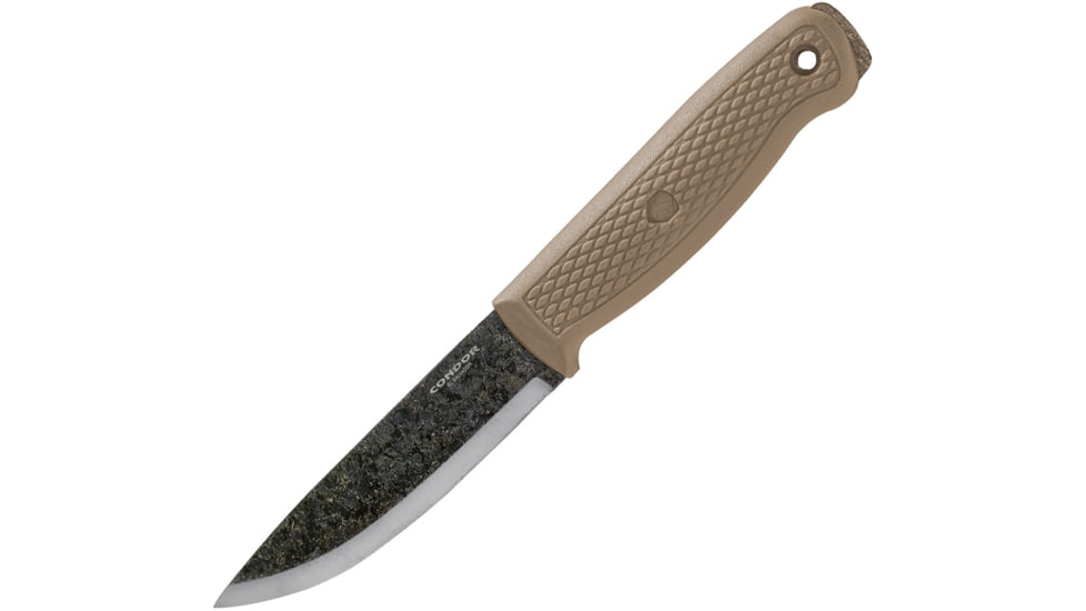 Condor Terrasaur Fixed Blade Desert Knife, 4.13 natural finish 1095HC steel blade, Desert tan polypropylene handle, CTK3944-4.1