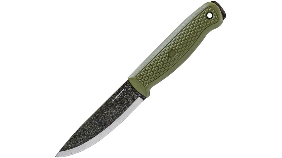 Condor Terrasaur Fixed Blade Green Knife, 4.13 natural finish 1095HC steel blade, Green polypropylene handle, CTK3943-4.1