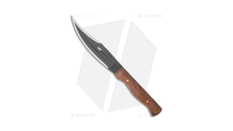 Condor Tool and Knife Jungle Bowie II Knife Fixed Blade Knife, 6.31in, 1075, Clip Point Blade, Wood Wood Handle, Black/Wood, 11.375in, BHQ-16817