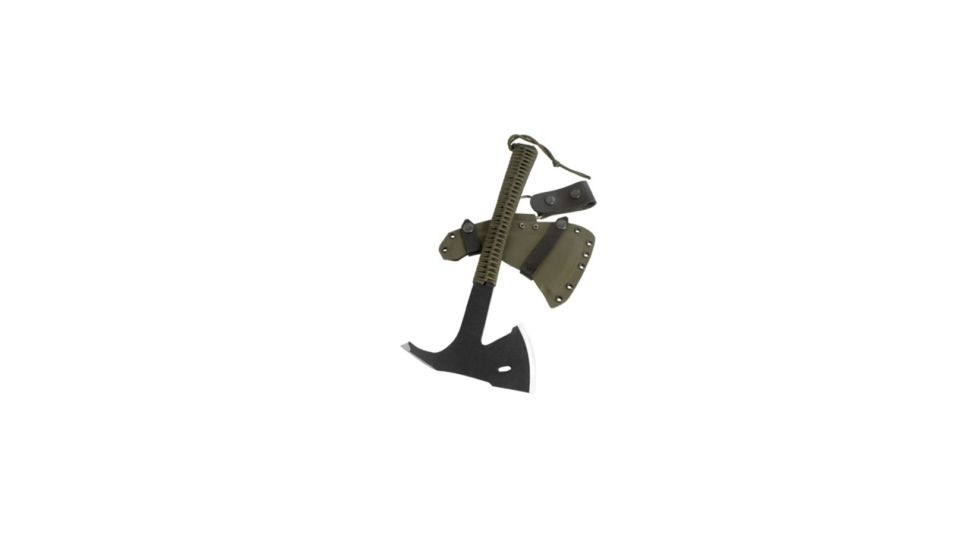 Condor Tool and Knife Sentinel Axe Army Green, 1075 High Carbon Steel Black Traction Powder Coating Blade, Paracord Wrapped Handle, CTK1809-3.6