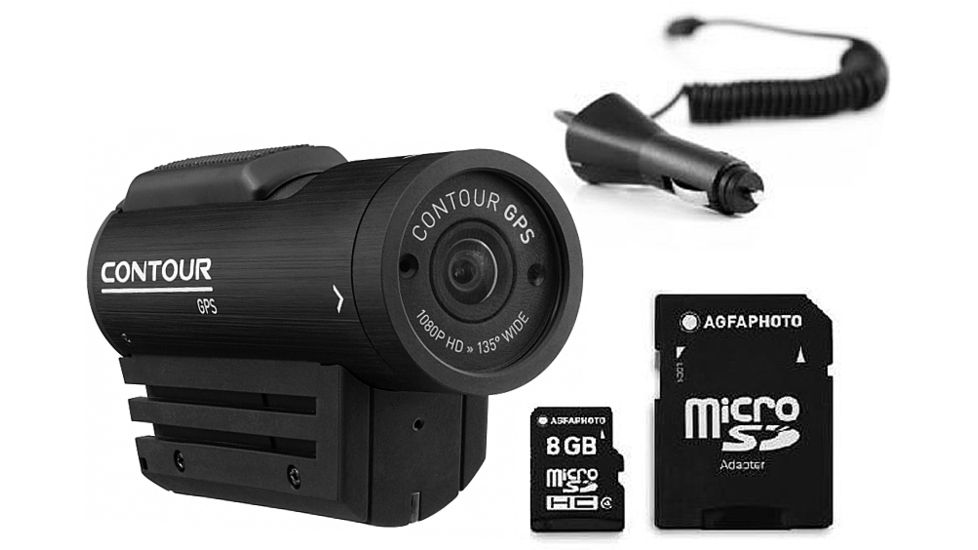Contour GPS Camera 1400 with Camera Car Charger 2900 and AGFAPhoto Micro SD Card 8GB Class 4 AP8GBMSDHCC4 