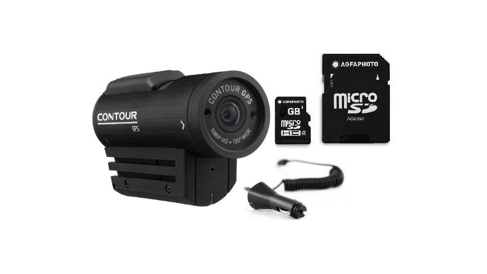 Contour GPS Camera 1400 with Contour Camera Car Charger 2900 and AGFAPhoto Micro SD Card 32GB Class 4 AP32GBMSDHCC4 