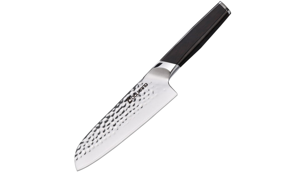 Cool Hand Ebony Santoku Knife, 12in Overall, 7in, Hammered Finish 440C Stainless Blade, Ebony Wood Handle, 7197CE