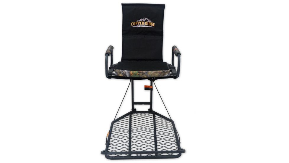 Copper Ridge Outdoors Deluxe Hang On Tree Stand, 24 x 32 inch Platform, Black/Tree Camo 02-MKHS01-DC1CR