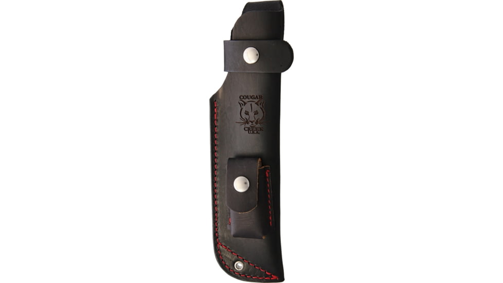 Cougar Creek Wilderness Survivor Knife, 10.5in Overall, 5.75in Satin 1095Hc Steel Blade, Carbon Fiber Handle, Red Liners, Brown Leather Sheath w/ Sharpening Stone, QC0113CARBON FIBER