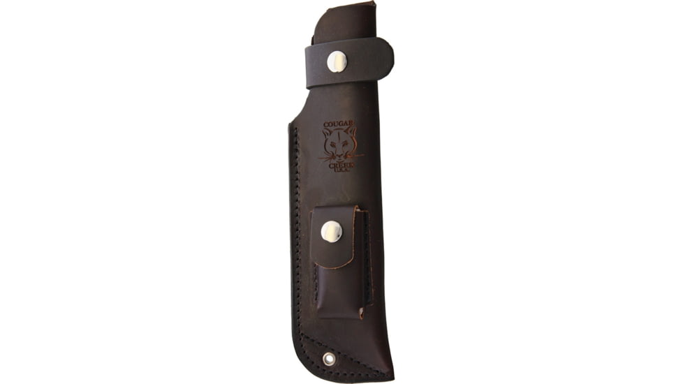Cougar Creek Wilderness Survivor Line Knife, 10.5in Overall, 5.75in Satin 1095Hc Steel Blade, Black Linen Micarta Handle, Red Liners, Brown Leather Sheath, CCQC0113B