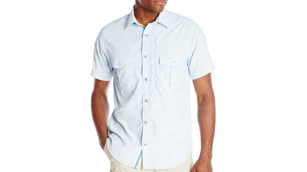 Crag Hoppers NosiLife Short Sleeve Shirt - Men's-Blue Mist-Small