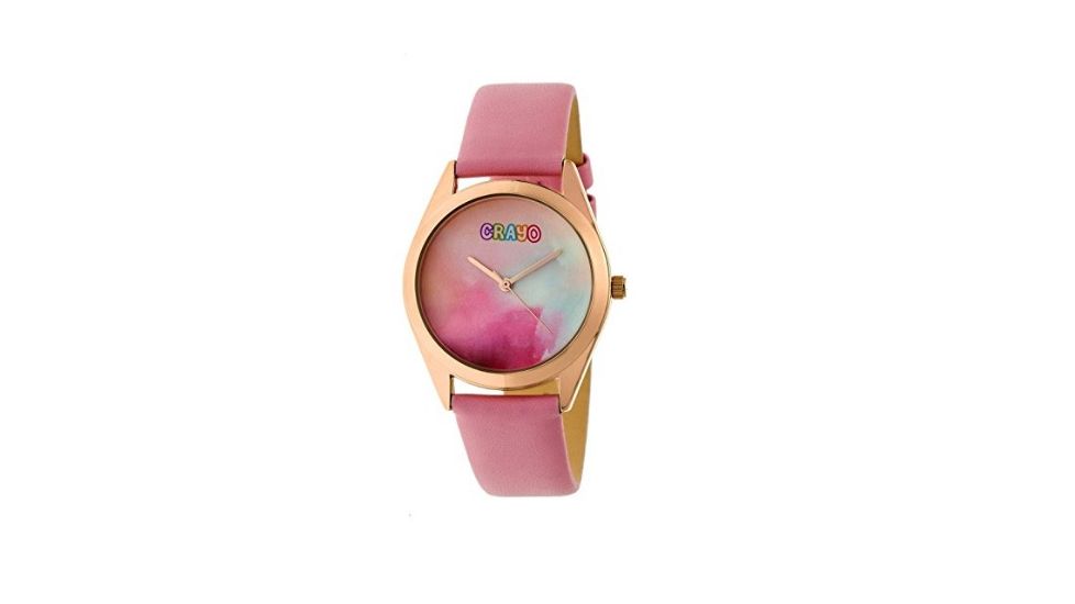 Crayo Graffiti Leather-Band Watch, Multicolor/Light Pink, CRACR4005