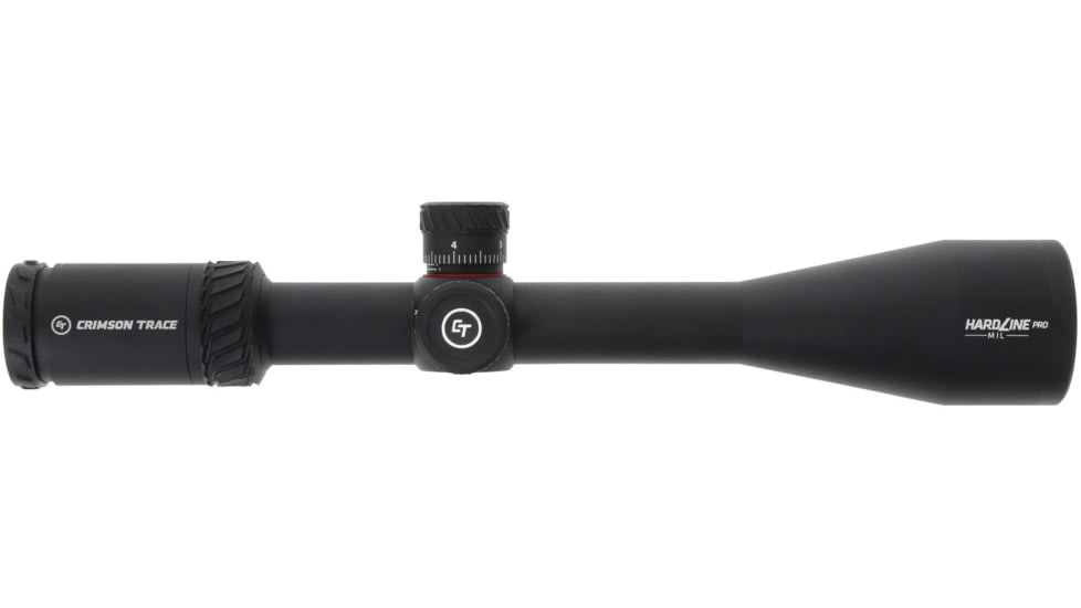 Crimson Trace Hardline Pro Rifle Scope, 4-16x50mm, 30mm Tube, Second Focal Plane, Illuminated CT Custom MR1-MIL Reticle, Spring-Loaded Zero-Reset Turrets, MOC Coating, Black, 01-01070