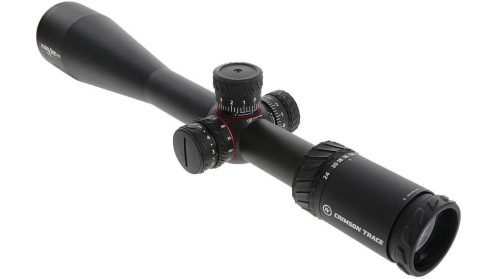 Crimson Trace Hardline Pro Rifle Scope, 6-24x50mm, 30mm Tube, Second Focal Plane, Illuminated CT Custom MR1-MOA Reticle, MOC Coating, Black, 01-01090