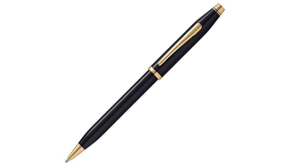 Cross Century II Black Lacquer Ballpoint Pen w/ 23K Gold Appointments, Black 412WG1