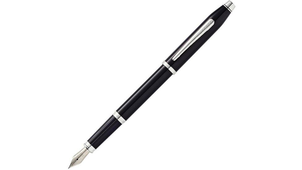Cross Century II Black Lacquer Fountain Pen - Fine Point w/ Rhodium Appointments, Black AT0086102FS
