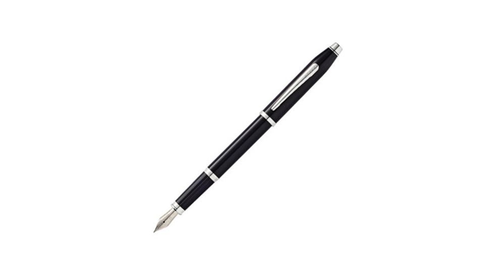Cross Century II Black Lacquer Fountain Pen - Medium Point w/ Rhodium Appointments, Black AT0086102MS