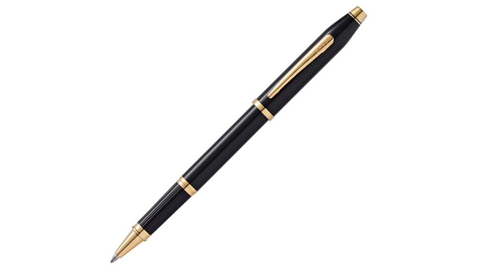 Cross Century II Black Lacquer Rollerball Pen w/ 23K Gold Appointments, Black 4141