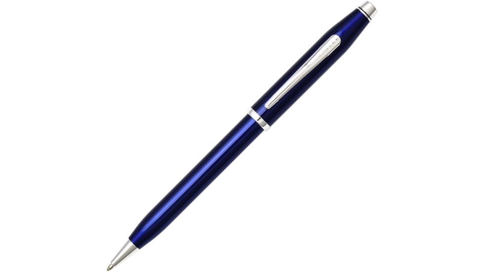 Cross Century II Translucent Blue Lacquer Ballpoint Pen w/ Rhodium Appointments, Blue AT0082WG103