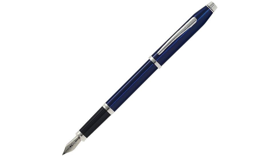 Cross Century II Translucent Blue Lacquer Fountain Pen - Medium Point w/ Rhodium Appointments, Blue AT0086103MS