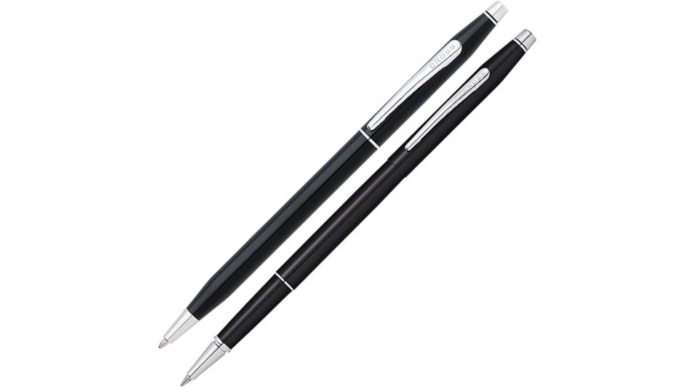 Cross Classic Century Black Lacquer Ballpoint and Rollerball Pen Gift Set, Black AT0088111