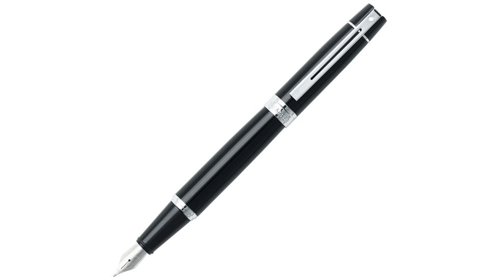 Cross Sheaffer 300 Glossy Black Fountain Pen w/ Meduim Nib and Chrome Plated Appointments, Black E0931243